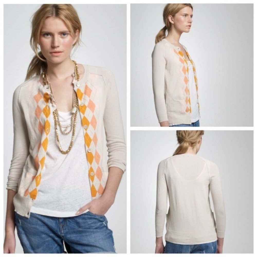 J.Crew Spring Cotton Argyle cardigan